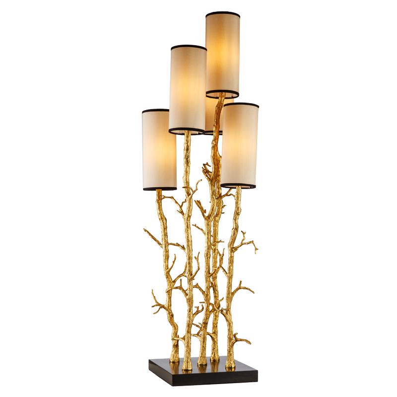 custom marble  office decorative copper  light Sculptural fabric table lamp desk lights stylish lighting with flower design