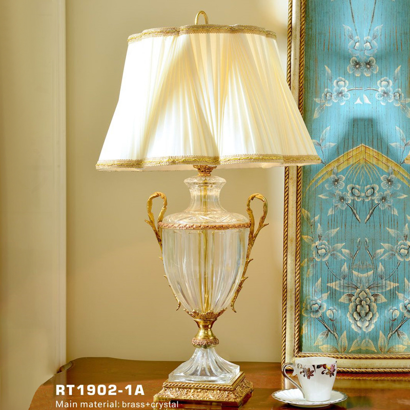 indoor rooms white cream colored shade with crystal vase table brass table lamp desk light for bedroom and living room