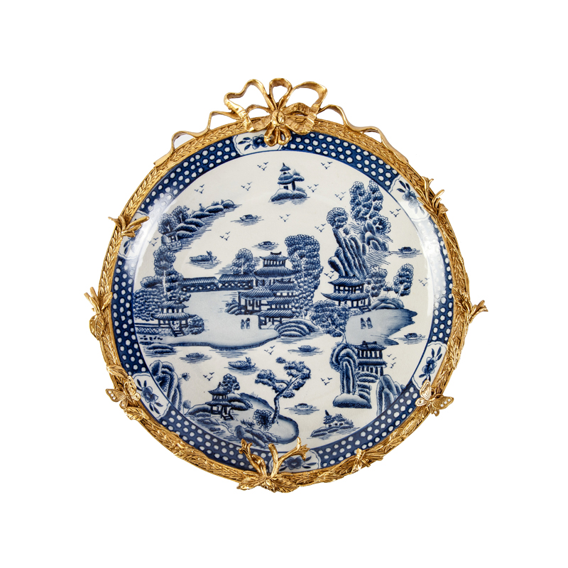 Jingdezhen Porcelain Bank Bowl Vintage France Ceramic Wall Hanging Plate/Dish Hand Painted Collectible Home Decor
