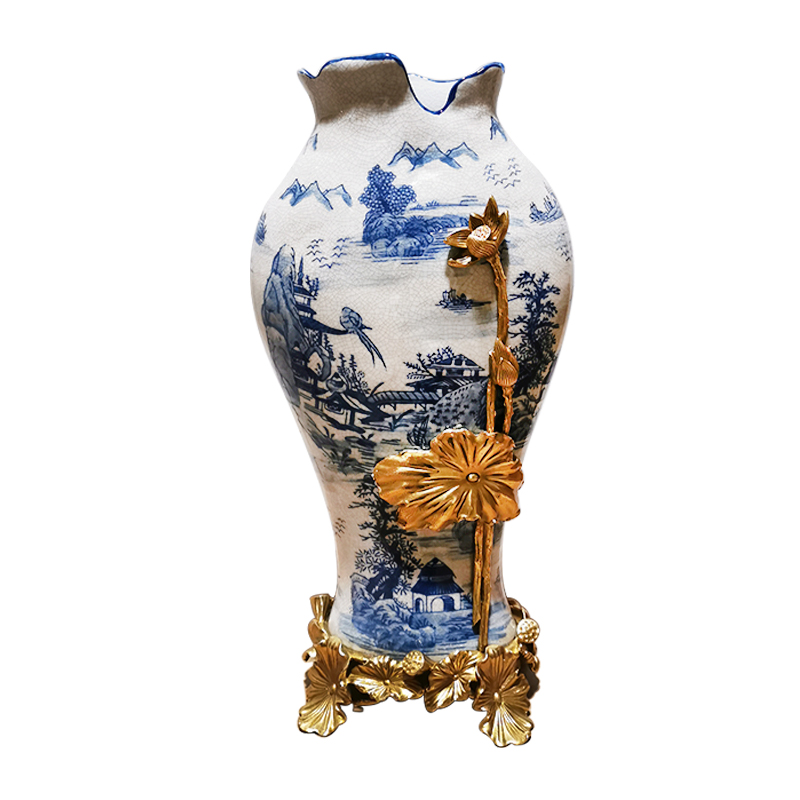 Modern design ceramic flower vases blue and white porcelain vases for home accessories
